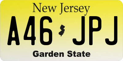 NJ license plate A46JPJ