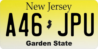 NJ license plate A46JPU