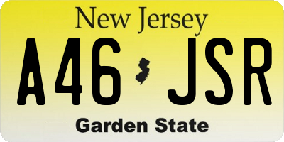 NJ license plate A46JSR