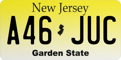 NJ license plate A46JUC