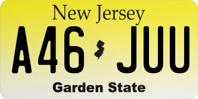 NJ license plate A46JUU