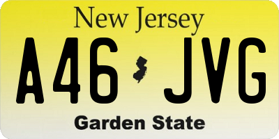 NJ license plate A46JVG