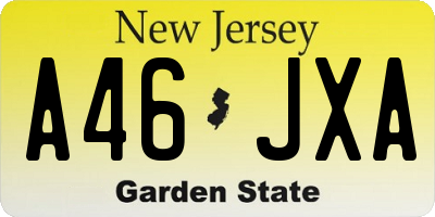 NJ license plate A46JXA