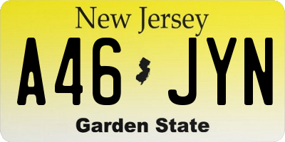 NJ license plate A46JYN