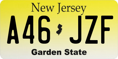 NJ license plate A46JZF