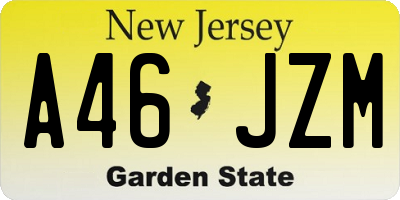 NJ license plate A46JZM