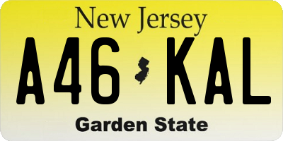 NJ license plate A46KAL