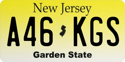 NJ license plate A46KGS