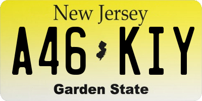 NJ license plate A46KIY