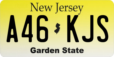 NJ license plate A46KJS