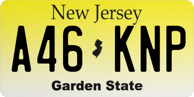 NJ license plate A46KNP