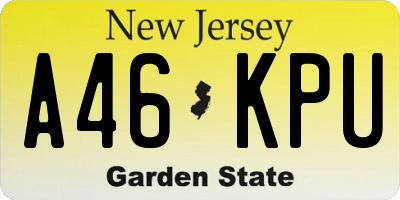 NJ license plate A46KPU