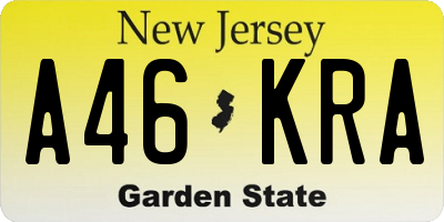 NJ license plate A46KRA