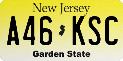 NJ license plate A46KSC