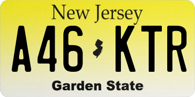 NJ license plate A46KTR
