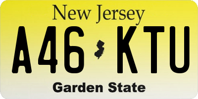 NJ license plate A46KTU