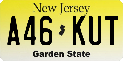 NJ license plate A46KUT