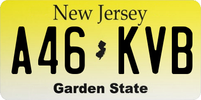 NJ license plate A46KVB