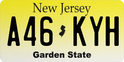 NJ license plate A46KYH