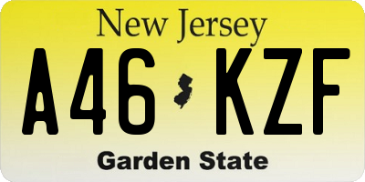NJ license plate A46KZF