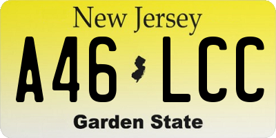 NJ license plate A46LCC