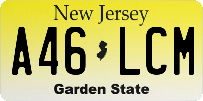 NJ license plate A46LCM