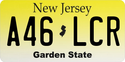 NJ license plate A46LCR