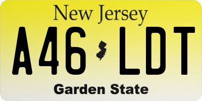 NJ license plate A46LDT