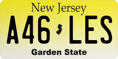 NJ license plate A46LES