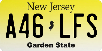 NJ license plate A46LFS