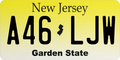 NJ license plate A46LJW