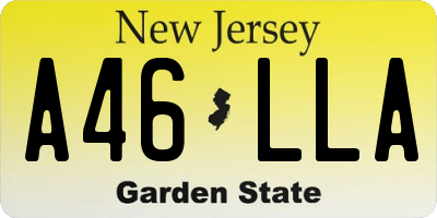 NJ license plate A46LLA