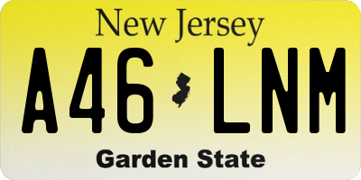 NJ license plate A46LNM