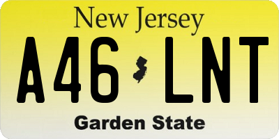 NJ license plate A46LNT