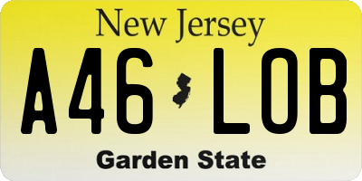 NJ license plate A46LOB
