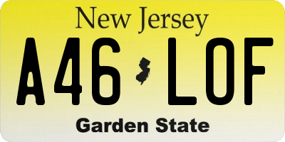 NJ license plate A46LOF