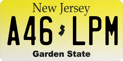 NJ license plate A46LPM