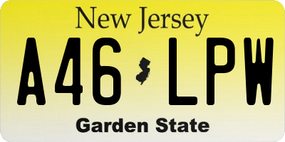 NJ license plate A46LPW