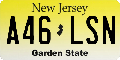 NJ license plate A46LSN