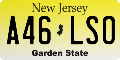 NJ license plate A46LSO