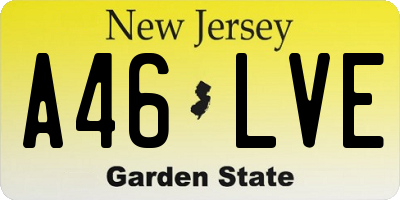 NJ license plate A46LVE