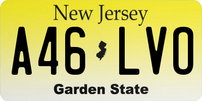 NJ license plate A46LVO
