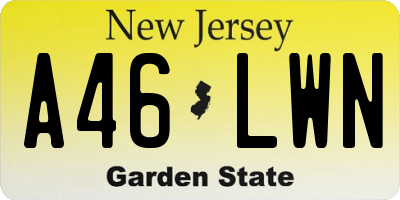 NJ license plate A46LWN