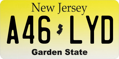 NJ license plate A46LYD