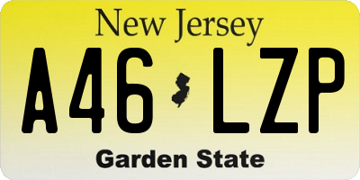 NJ license plate A46LZP