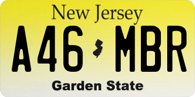 NJ license plate A46MBR