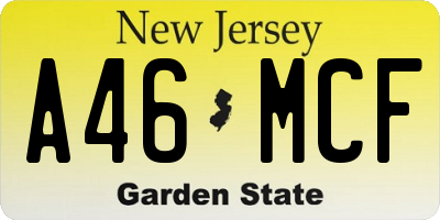 NJ license plate A46MCF