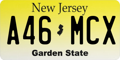NJ license plate A46MCX