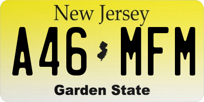 NJ license plate A46MFM