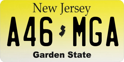 NJ license plate A46MGA